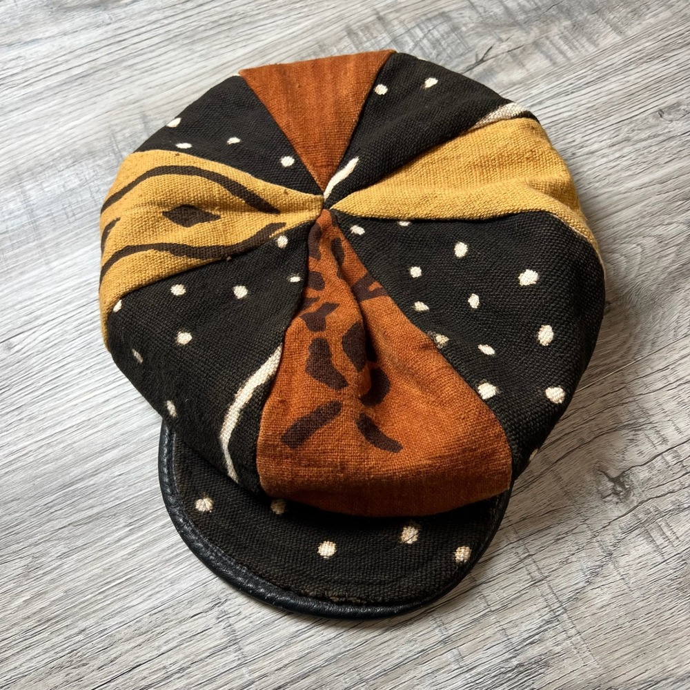 Unbranded Newsboy Cap Unisex OS Multi Mudcloth Patchwork Boho Cabbie Hat